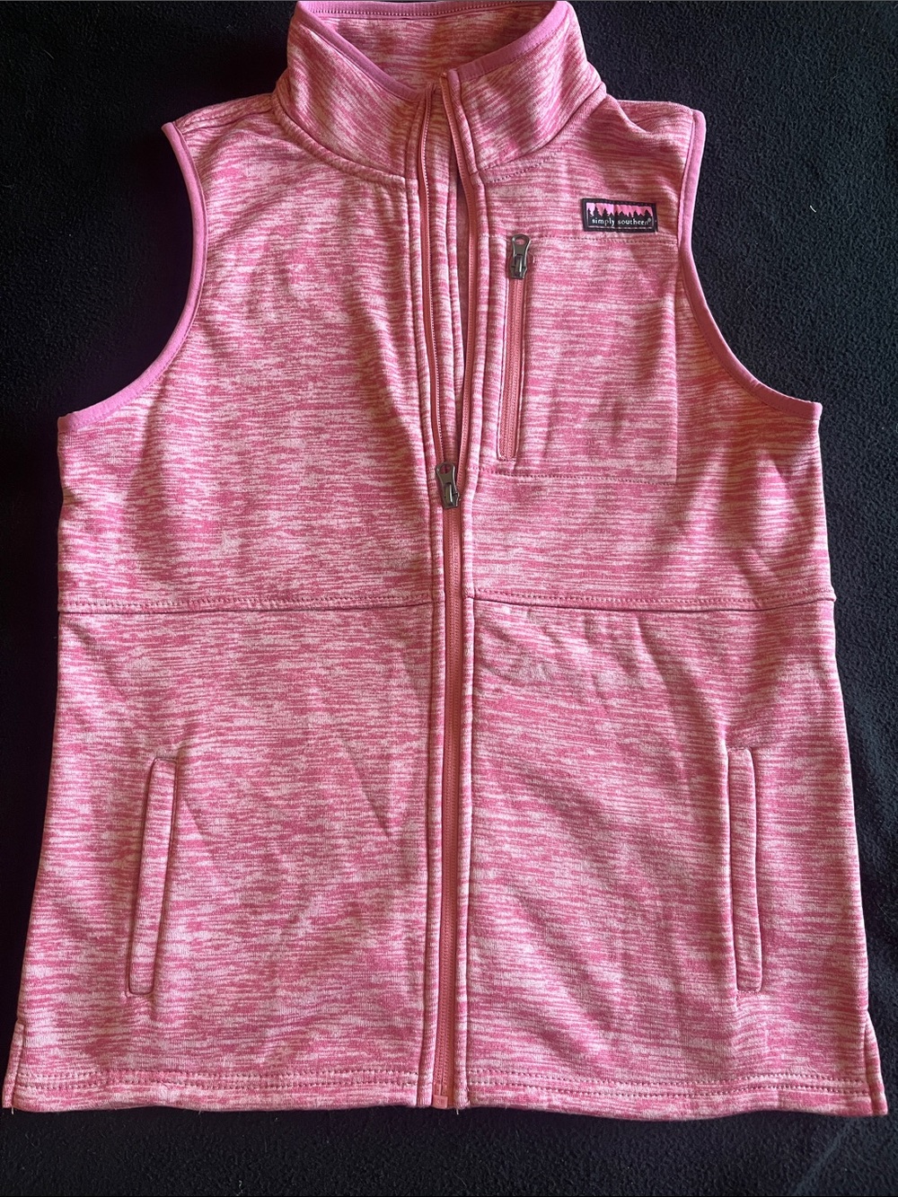 Simply Southern Pink Heathered Sleeveless Zip Vest